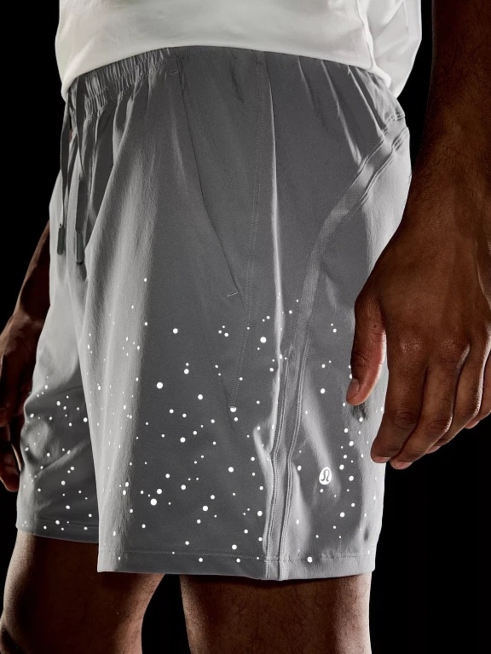 lululemon athletica Men's Gray Athletic Shorts with White Reflective Dot Print